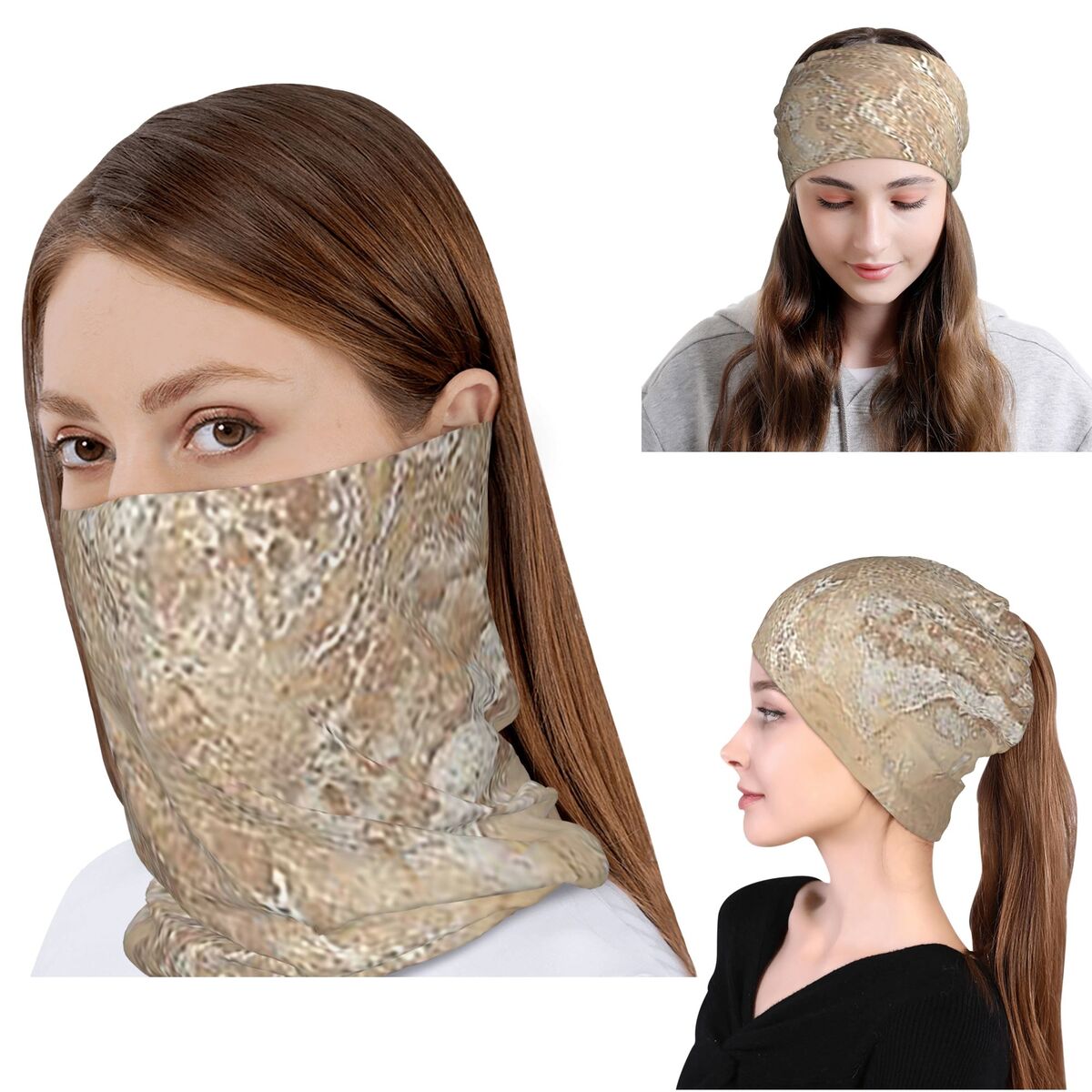 Knit Beanie Hat Warm - Contemporary Cream Beige Sand Stone Granite