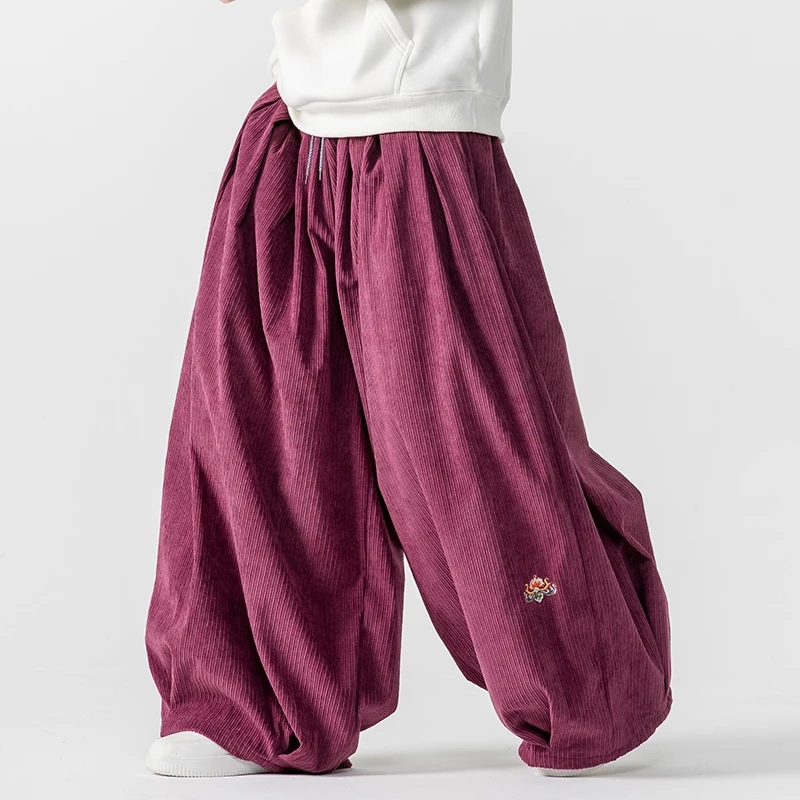Men Corduroy Wide Leg Pants Me - Corduroy Pant Warm ulasan dan harga
