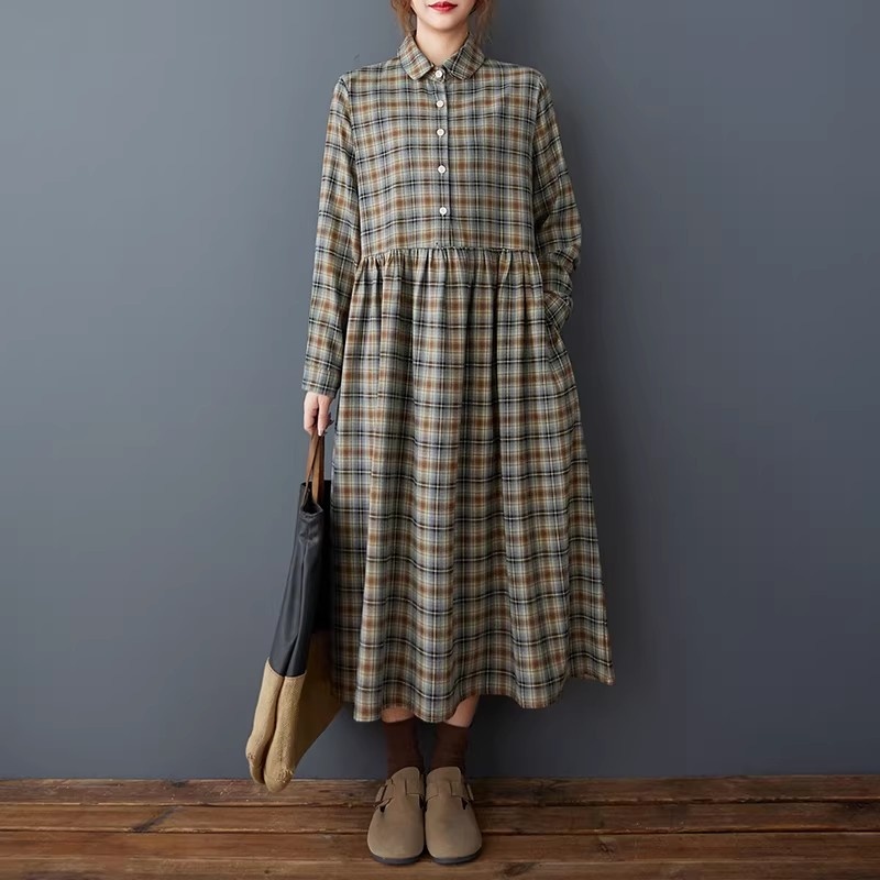 Korean Loose Retro Plaid Shirt - Flannel Shirt Lined ulasan dan harga