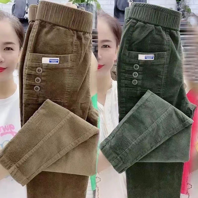 Women Warm Spring Winter Butto - Corduroy Pant Warm ulasan dan harga